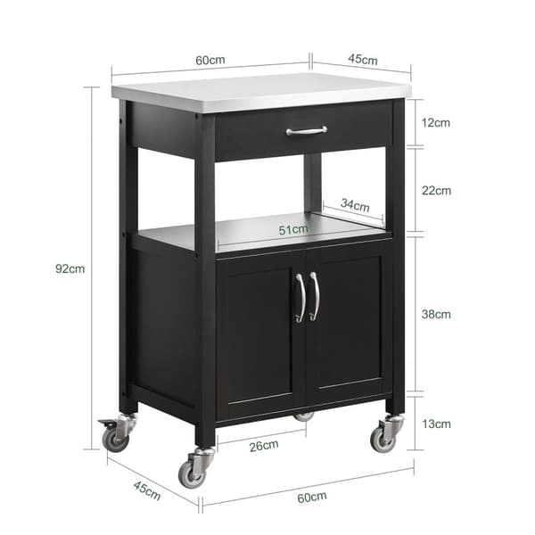 Serveringsvogn, FKW22-SCH, 60x44.5x91 cm, Rustfrit Stål