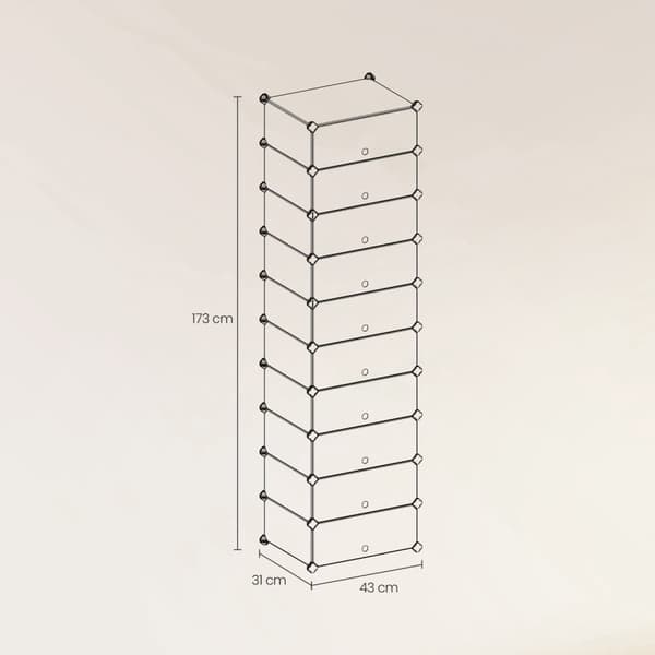Skohylla, SONGMICS LPC10W, 31x43x173 cm, Halvgenomskinligt vitt
