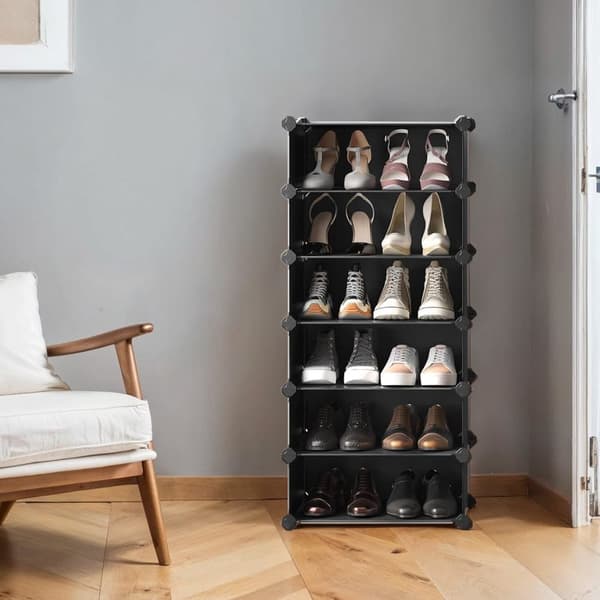 Skohylla, SONGMICS LPC10W, 31x43x173 cm, Halvgenomskinligt vitt