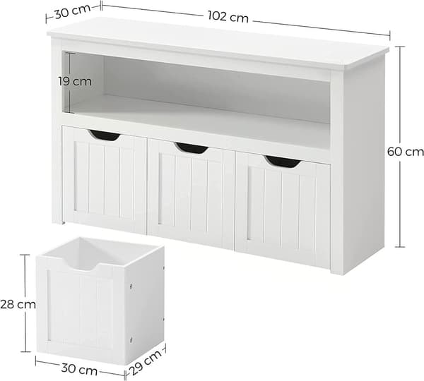 Förvaringslåda med 3 rullbara lådor 102x30x60 cm Leksaksförvaring med
