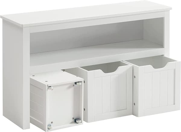 Förvaringslåda med 3 rullbara lådor 102x30x60 cm Leksaksförvaring med