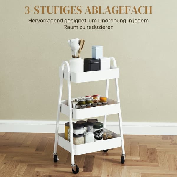 Serveringsvogn, 42,4x29,8x74,5 cm, Hvid