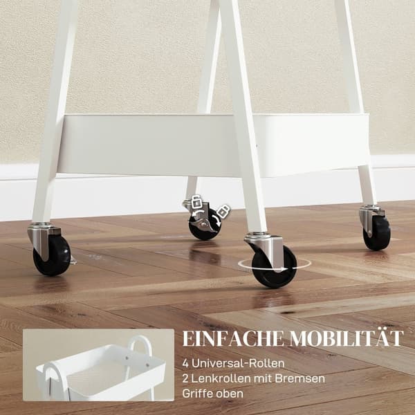 Serveringsvogn, 42,4x29,8x74,5 cm, Hvid