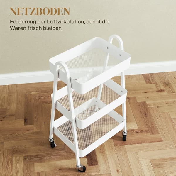 Serveringsvogn, 42,4x29,8x74,5 cm, Hvid