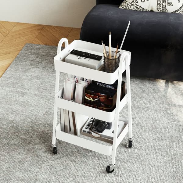 Serveringsvogn, 42,4x29,8x74,5 cm, Hvid