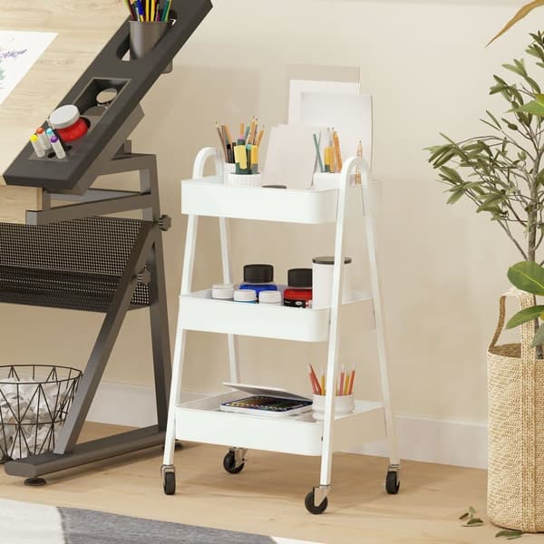 Serveringsvogn, 42,4x29,8x74,5 cm, Hvid