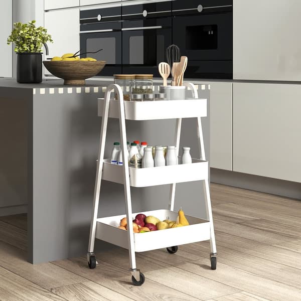 Serveringsvogn, 42,4x29,8x74,5 cm, Hvid