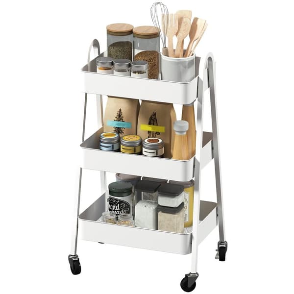 Serveringsvogn, 42,4x29,8x74,5 cm, Hvid