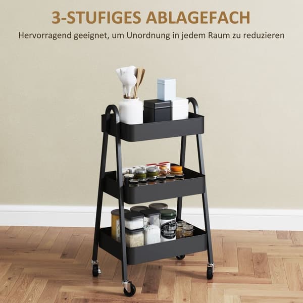 Serveringsvagn, 42.4x29.8x74.5 cm, Svart
