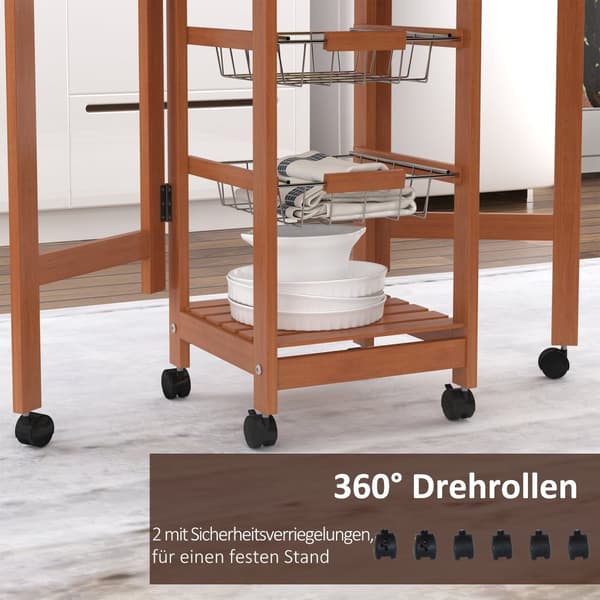 Serveringsvogn, 91x37x75 cm, Naturligt Træ