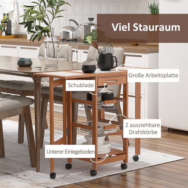 Serveringsvogn, 91x37x75 cm, Naturligt Træ