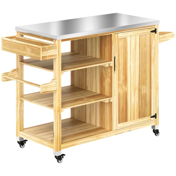 Barbecue Trolley, 6-Etagen, 134,5x50x91,5 cm, Naturligt Træ