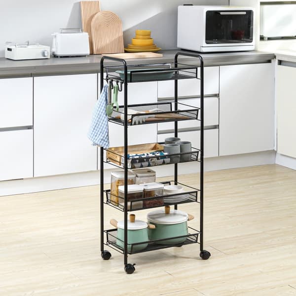 Serveringsvogn, 45x26.5x106 cm, Sort