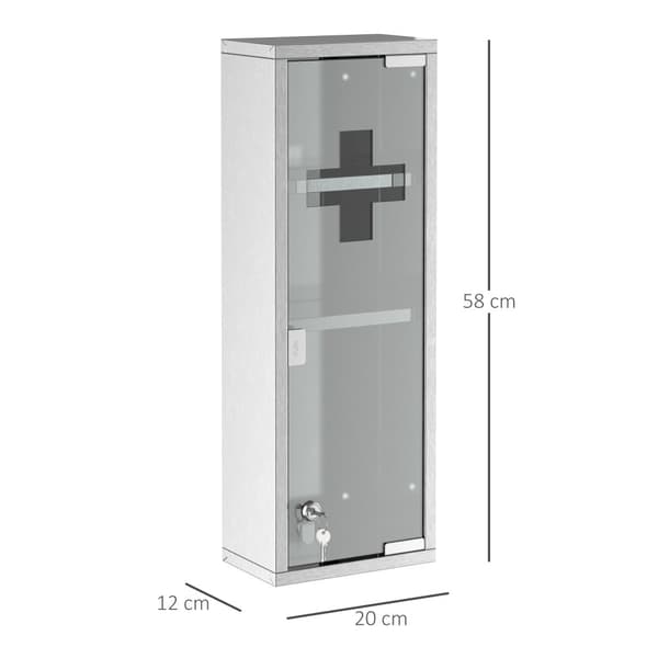 Medicinskåp, 20x12x58 cm, Silver