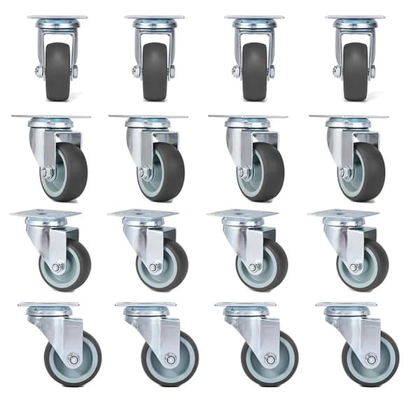 Møbelhjul, TPR blødt gummi, tungt arbejde, 16PCS