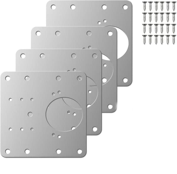 Lollanda Hængsel Reparationsplade - Møbel/Skab Hængsler 9x9 cm Rustfrit Stål 4-Pack
