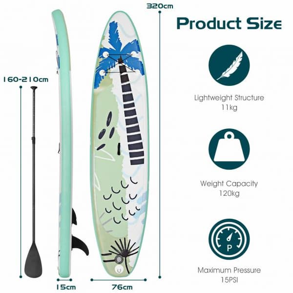 Uppblåsbar Stand Up Paddle Board, 335x76x15 cm
