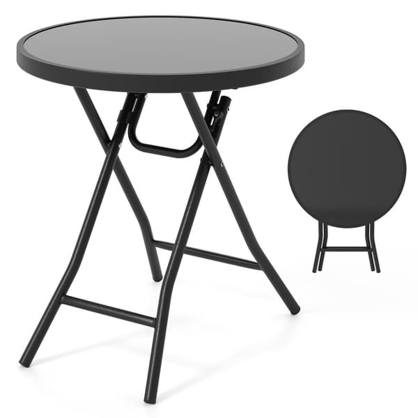 Foldbart sidebord, 18x19 tommer, Sort/Grå