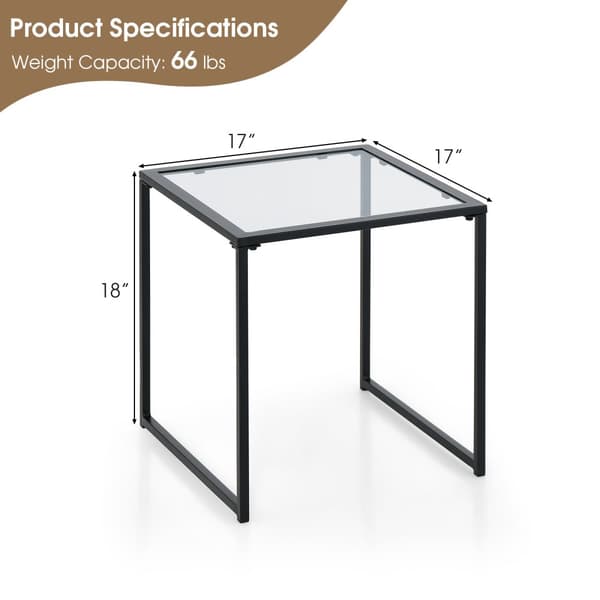 Sidebord, 17x17x18 tommer, Sort