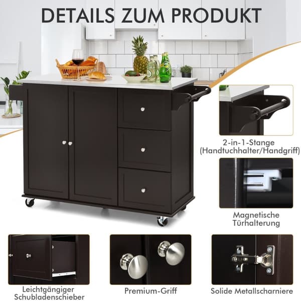 Serveringsvogn, 135x45.5x91.5 cm, Brun