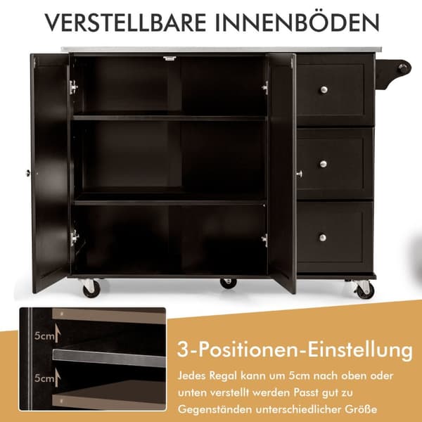 Serveringsvogn, 135x45.5x91.5 cm, Brun