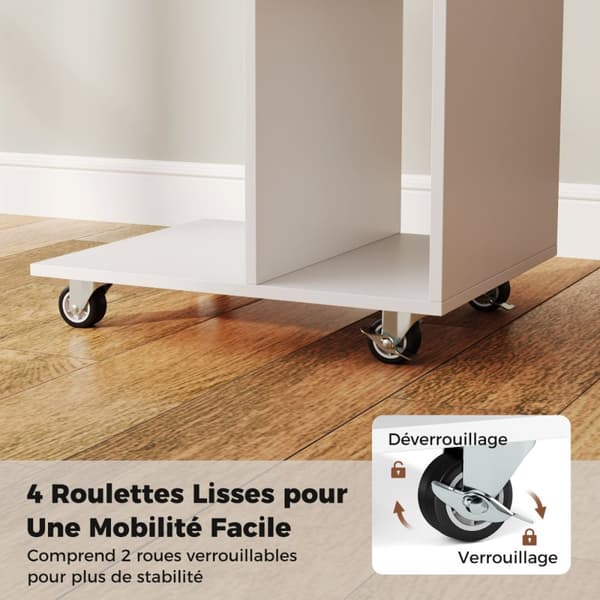 Sidebord, 45x35x64.5 cm, Hvid