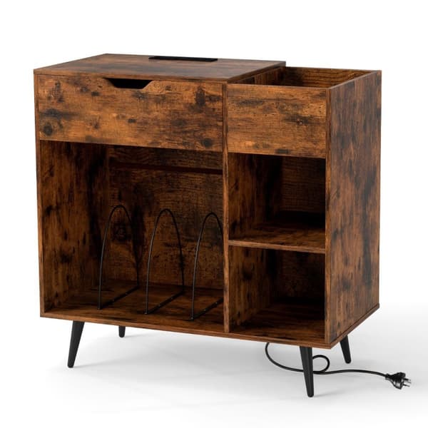 Pladespillerstander, 79.5x40x79 cm, Rustikt brun