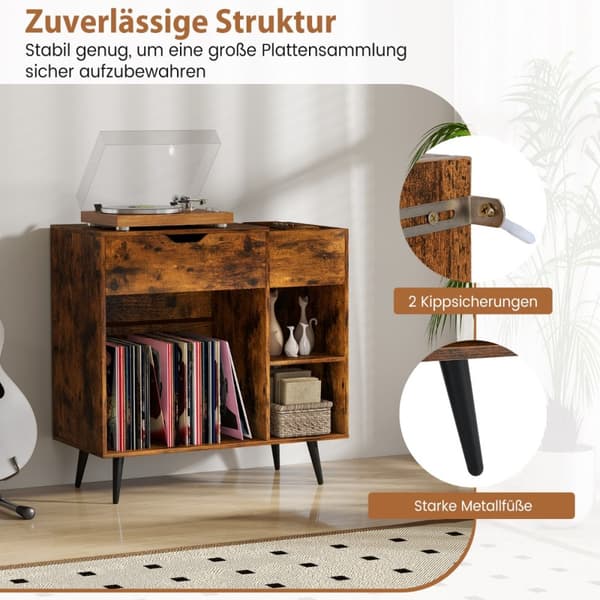 Pladespillerstander, 79.5x40x79 cm, Rustikt brun