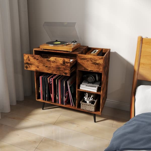 Pladespillerstander, 79.5x40x79 cm, Rustikt brun