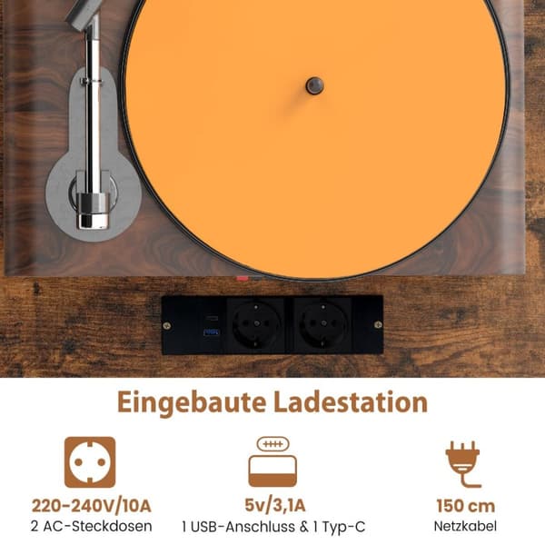 Pladespillerstander, 79.5x40x79 cm, Rustikt brun