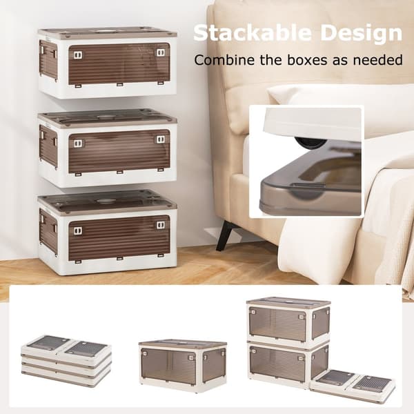 Stabelbare opbevaringskasser, 18,5x14x9,5 tommer, Creme Hvid & Klar Brun