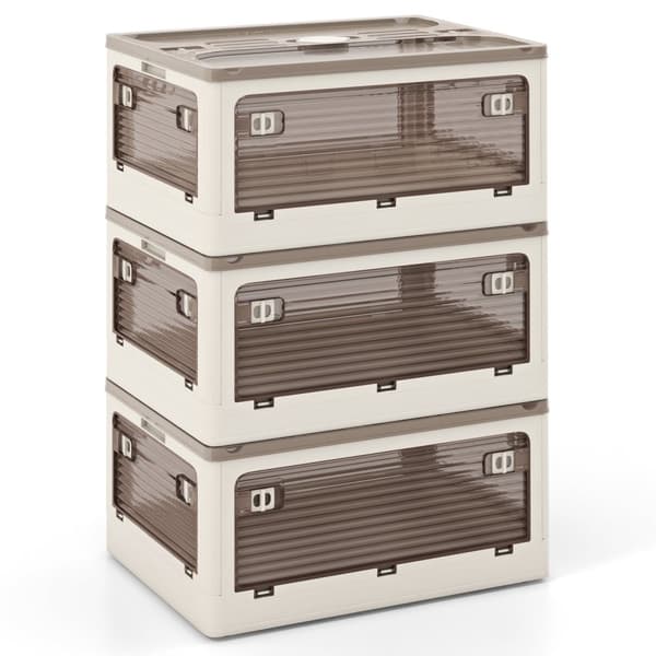 Stabelbare opbevaringskasser, 18,5x14x9,5 tommer, Creme Hvid & Klar Brun