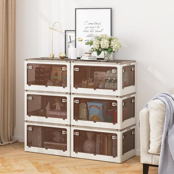 Opbevaringskasser, 18,5x14x9,5 tommer, Creme Hvid & Klar Brun