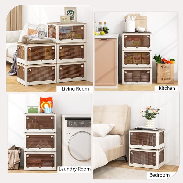 Opbevaringskasser, 18,5x14x9,5 tommer, Creme Hvid & Klar Brun