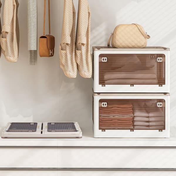Opbevaringskasser, 18,5x14x9,5 tommer, Creme Hvid & Klar Brun