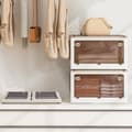 Miniatyrbillede 2 af 8: Opbevaringskasser, 18,5x14x9,5 tommer, Creme Hvid & Klar Brun