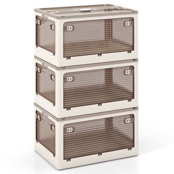 Opbevaringskasser, 18,5x14x9,5 tommer, Creme Hvid & Klar Brun