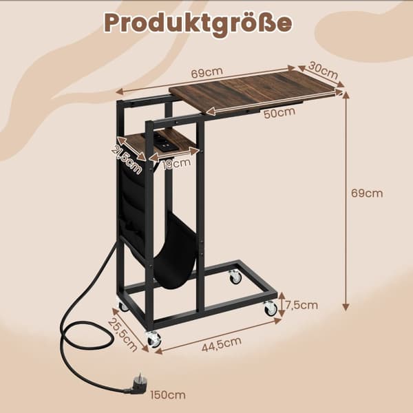Sidobord, 69x30x69 cm, Brun