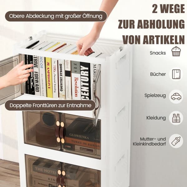 Opbevaringskasser, 49,5x31,5x112,5 cm, Hvid Brun