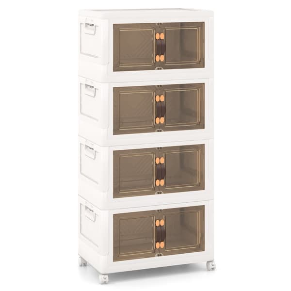 Opbevaringskasser, 49,5x31,5x112,5 cm, Hvid Brun