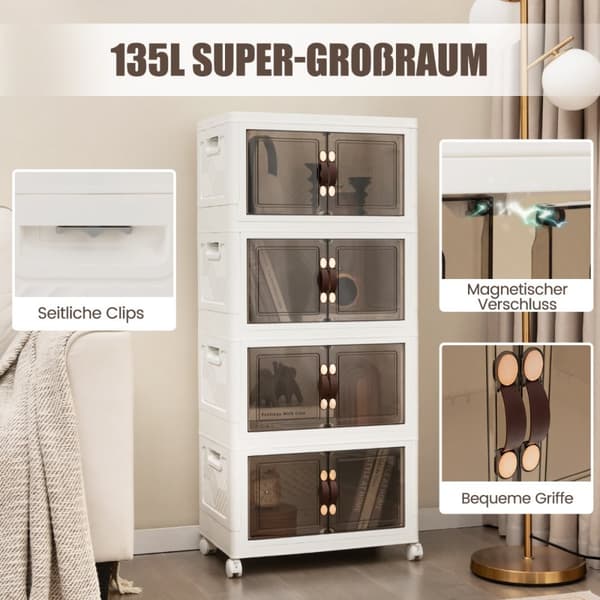 Opbevaringskasser, 49,5x31,5x112,5 cm, Hvid Brun