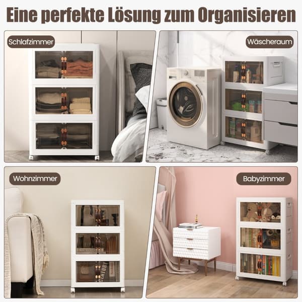 Opbevaringskasser, 44,5x30x77,5 cm, Hvid Brun