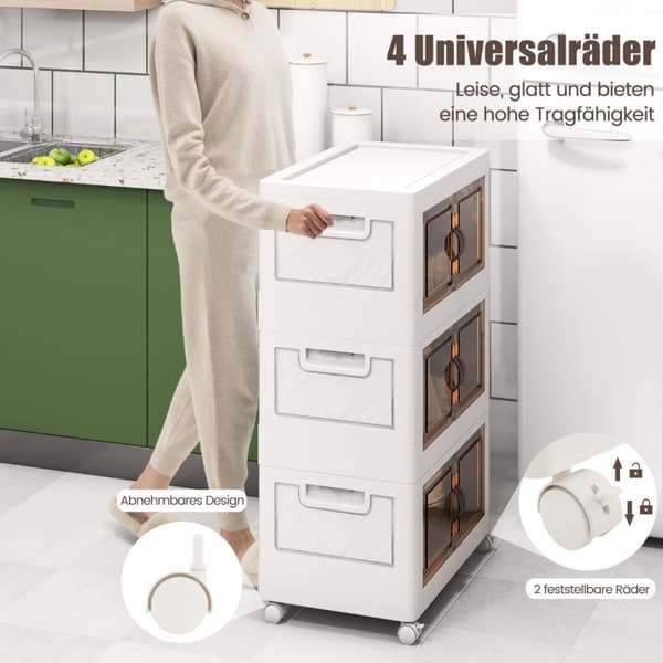 Opbevaringskasser, 44,5x30x77,5 cm, Hvid Brun