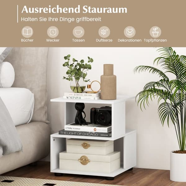 3-Niveau Sidebord, 39,5x39,5x45 cm, Hvid