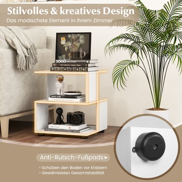 3-Niveau Sidebord, 39,5x39,5x45 cm, Hvid
