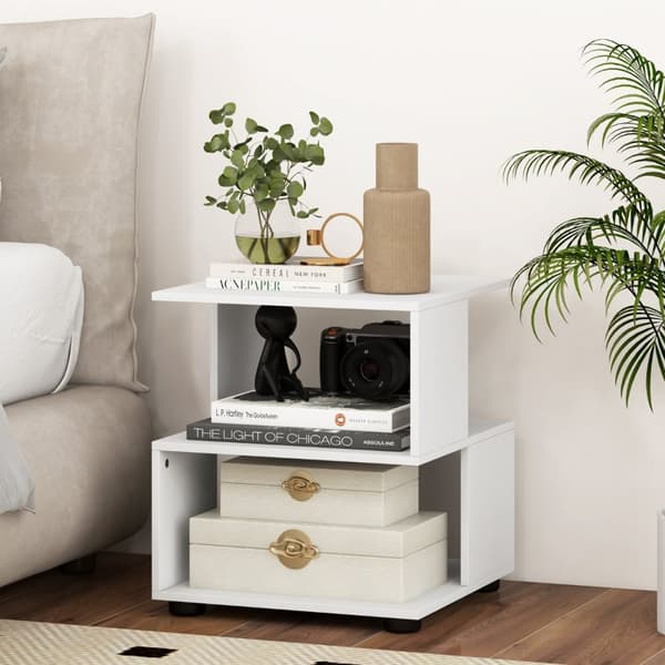 3-Niveau Sidebord, 39,5x39,5x45 cm, Hvid