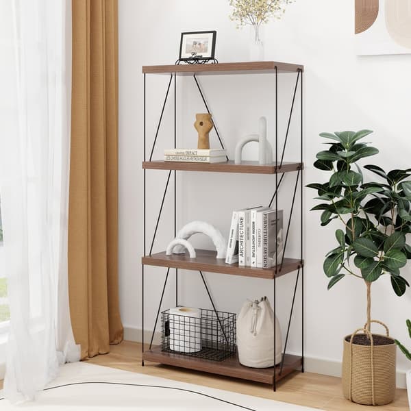 Visningsställ, 4 våningar, 23,5x11,5x58 tum, valnöt