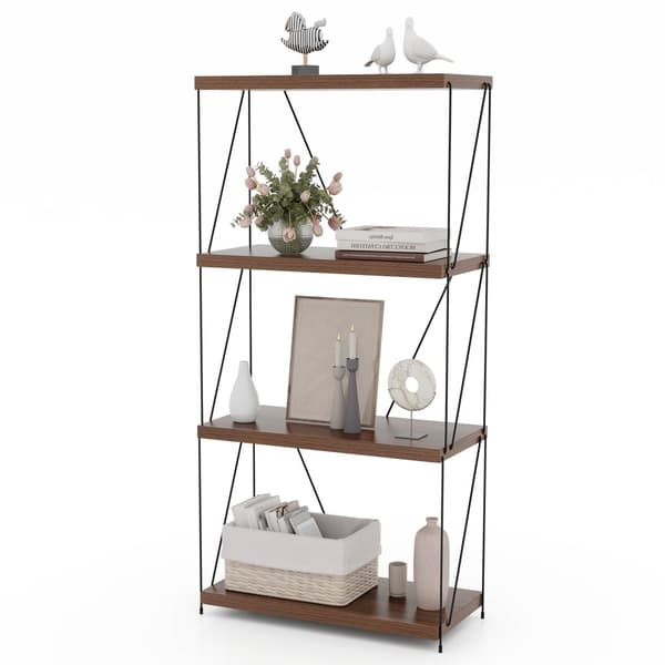 Visningsställ, 4 våningar, 23,5x11,5x58 tum, valnöt