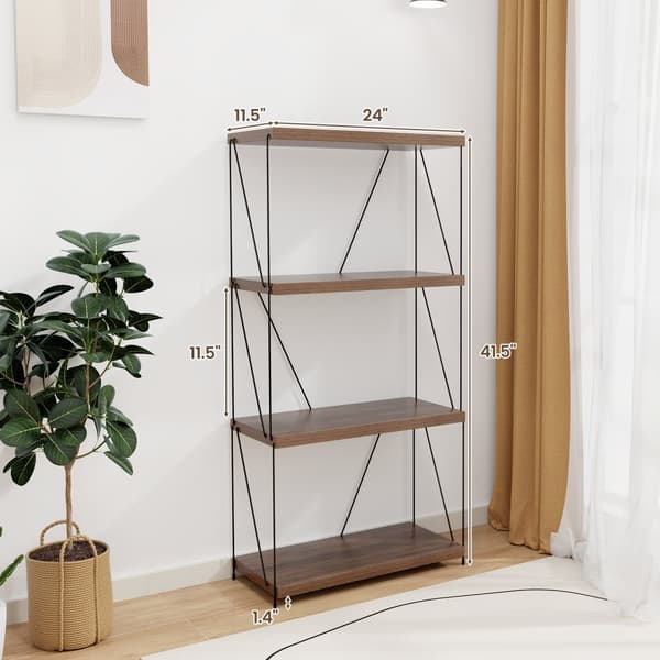 Visningsställ, 4 våningar, 23,5x11,5x58 tum, valnöt