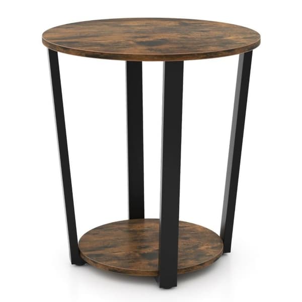2-Niveau Accent Sidebord, 50x50x56 cm, Rustikt Brun